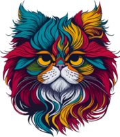 colorato gatto viso logo png trasparente con ai generativo