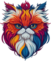 colorida gato face logotipo grampo arte com ai generativo png