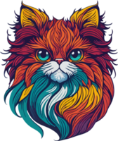 Colorful Cat Face Logo Clip Art AI Generative png