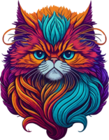 colorida gato face logotipo png livre com ai generativo