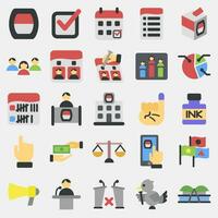 Icon set of general election. Indonesian general election elements. Icons in flat style. Good for prints, posters, infographics, etc. vector