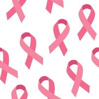 Seamless vector pattern with pink ribbon for World Breast Cancer Awareness Month and International day against breast cancer in October. Modern illustration.