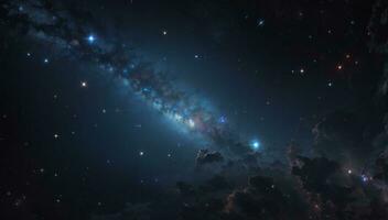estrellas y galaxia exterior espacio cielo noche universo negro estrellado antecedentes de brillante campo de estrellas. ai generado foto