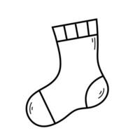 One simple sock. Hand drawn sketch icon of item of clothing. Isolated vector illustration in doodle line style.