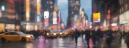 Defocused blur across urban buildings in New York City. AI generated photo