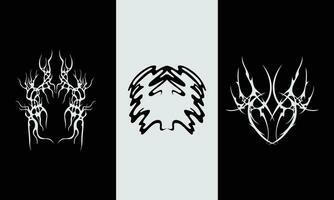 sharp metal art brutalism element shape asset acid poster, tattoo, tribal illustration vector icon, symbol sick editable