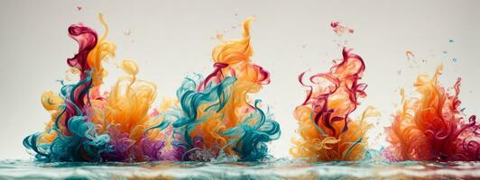 Colorful ink in water. AI generated photo