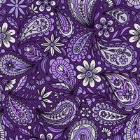 LILAC VECTOR SEAMLESS BACKGROUND WITH MULTICOLORED FLORAL PAISLEY ORNAMENT