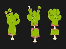 Zombie hands in retro cartoon style. Scary green hands. Vector, flat illustration. vector