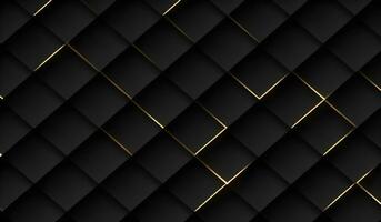 Luxury abstract black metal background with golden light lines. Dark 3d texture. AI Generative photo