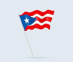 Puerto Rico flag on flagpole waving in the wind. Vector illustration.