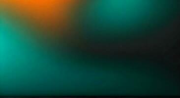 verde azulado naranja negro color degradado fondo, granoso textura efecto. ai generativo foto