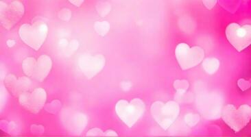 Pink hearts bokeh background, Valentine day blurred light. AI Generative photo