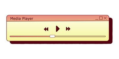 Retro media player interface for PC. 80s 90s old computer user interface element and vintage aesthetic icon. vector