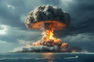 explosion nuclear bomb in ocean. AI generated photo