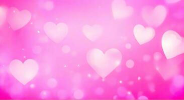 Pink hearts bokeh background, Valentine day blurred light. AI Generative photo