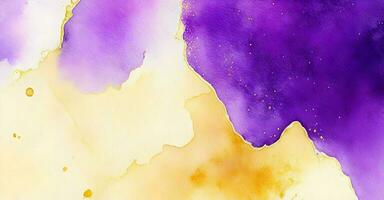 Golden Purple watercolor on paper. Abstract background Coral color. AI generative photo