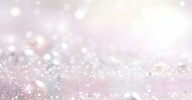 Beautiful festive background with sparkles and bokeh in pastel pearl and silver colors. Ai generative photo