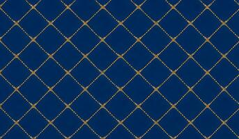 Argyle Seamless dark geometric pattern. Navy blue with thin golden dotted line. AI Generative photo