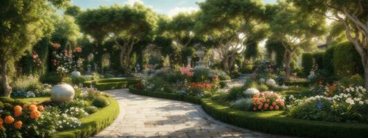 designer garden. AI generated photo