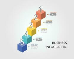 timeline step square chart template for infographic for presentation for 5 element vector