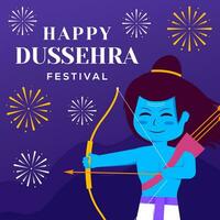 vector happy dussehra festival illustration with cute rama