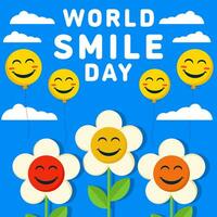 vector design world smile day illustration with smile flowers face