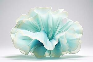 3d rendering of abstract blue flower on white background, computer generated images, an ethereal blend of sky blue and mint green abstract blooming shape, AI Generated photo