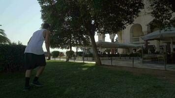 Free runner making somersault video