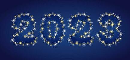 Numbers 2023 made of festive sparkling garland vector