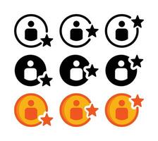 Favorite profile set icon with star symbol, best profile. vector for app, web, social media, flyer.