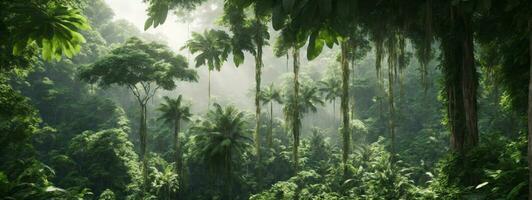 Deep tropical jungles of Southeast Asia in august. AI generated photo