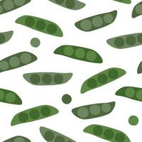 Seamless pattern with pea pods. Vegetable natural abstract print with beans. Vector graphics.