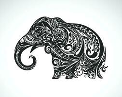 Vector of beautiful elephant pattern on white background. Wild Animals. Easy editable layered vector illustration.