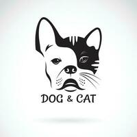 Vector of dog face bulldog and cat face design on a white background. Pet. Animal. Dog and cat logo or icon. Easy editable layered vector illustration.