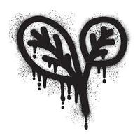 Spinach leaf graffiti with black spray paint vector