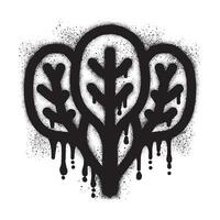 Spinach leaf graffiti with black spray paint vector