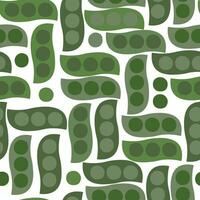 Seamless pattern with geometric pea pods. Vegetable natural abstract print with beans. Vector graphics.