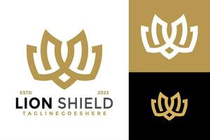 Letter W Lion Shield Logo design vector symbol icon illustration