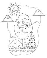 happy nature coloring page vector