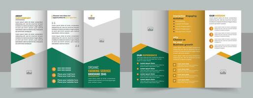 Lawn Care Trifold Brochure Template, Gardening, Landscaper or Agro firming services Tri fold Brochure Design vector