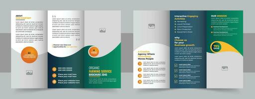 Lawn Care Trifold Brochure Template, Gardening, Landscaper or Agro firming services Tri fold Brochure Design vector