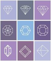 Diamonds and Gems line Icons set. Vector crystal and jewel linear logo design elements. Luxury and premium symbols in a minimal style