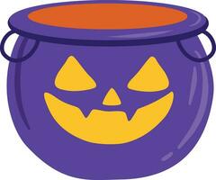 Halloween witches puple cauldron with poison potion isolated on transparent background. vector