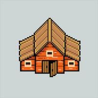 Pixel art illustration Barn. Pixelated Barn. Barn building farm icon pixelated for the pixel art game and icon for website and video game. old school retro. vector