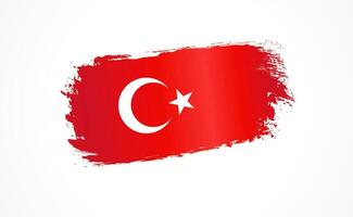 Turkish flag textured with brush stroke. Creative flag of Turkey. Sports or political logo concept. vector