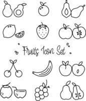 plano diseño vector linda frutas icono conjunto colección símbolo