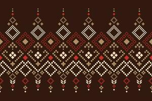 Cross stitch colorful geometric traditional ethnic pattern Ikat seamless pattern abstract design for fabric print cloth dress carpet curtains and sarong Aztec African Indian Indonesian vector