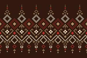 Cross stitch colorful geometric traditional ethnic pattern Ikat seamless pattern abstract design for fabric print cloth dress carpet curtains and sarong Aztec African Indian Indonesian vector