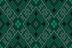 Green Cross stitch colorful geometric traditional ethnic pattern Ikat seamless pattern border abstract design for fabric print cloth dress carpet curtains and sarong Aztec African Indian Indonesian vector